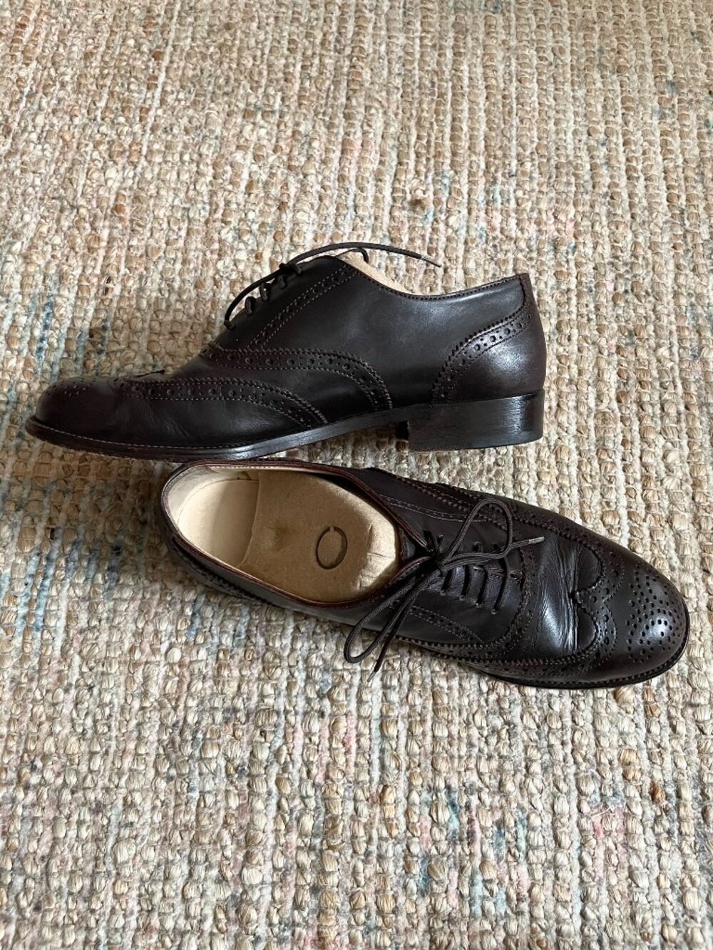 J.Crew Vintage Italian Leather Wingtip Oxfords Women's Size 7 Made in Italy - Picture 2 of 5